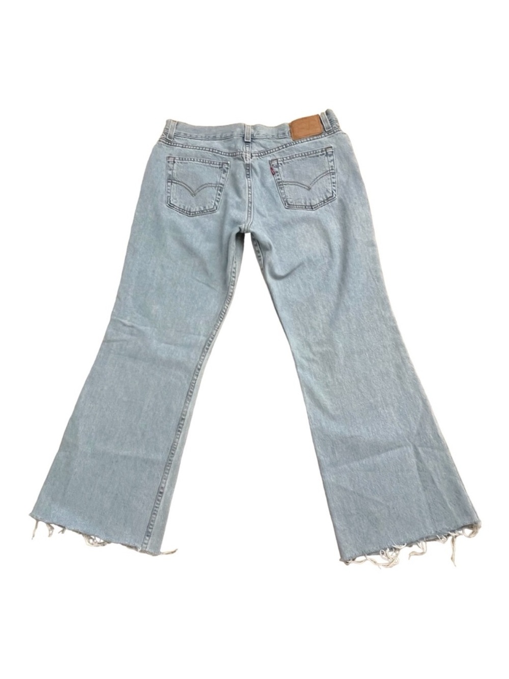 Vintage 2001 Levi’s 514 Super Low Flared Leg Cut Off Raw Hem Jeans USA 13 Jr M